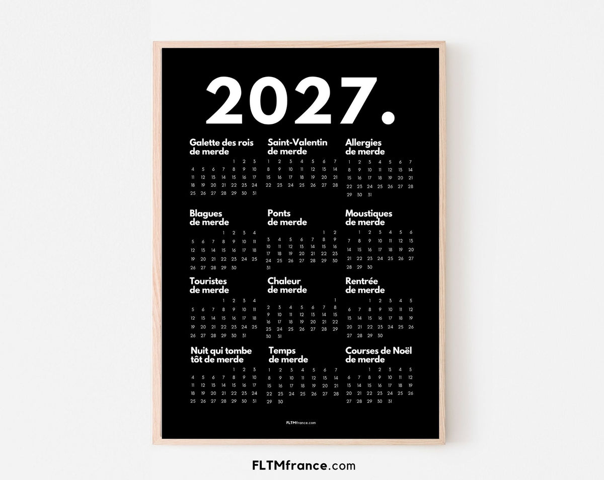 Calendrier 2027 minimaliste - Affiche 2027 à imprimer