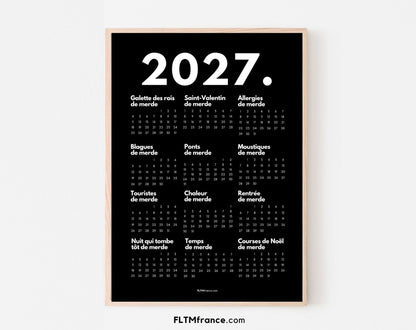 Calendrier 2027 minimaliste - Affiche 2027 à imprimer