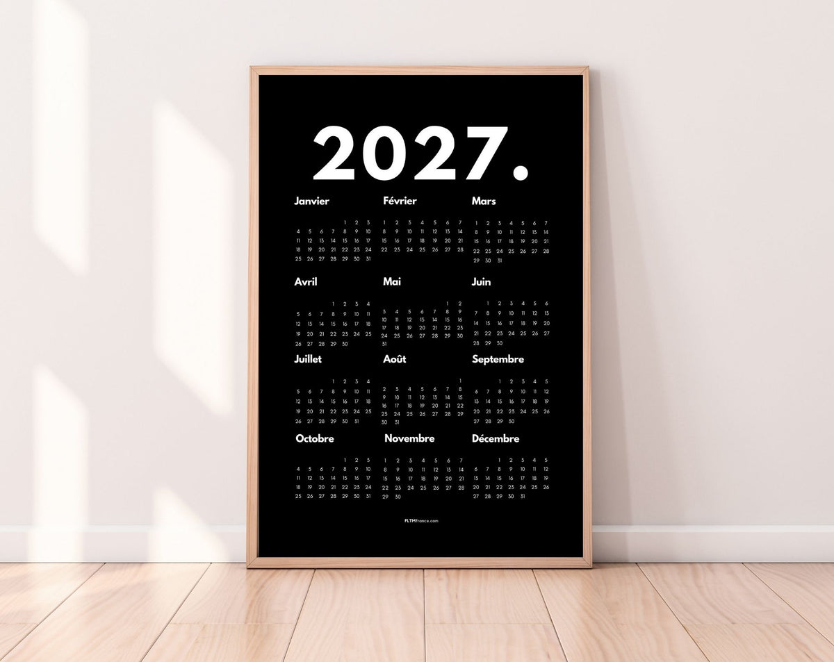 Calendrier 2027 minimaliste - Affiche 2027 à imprimer