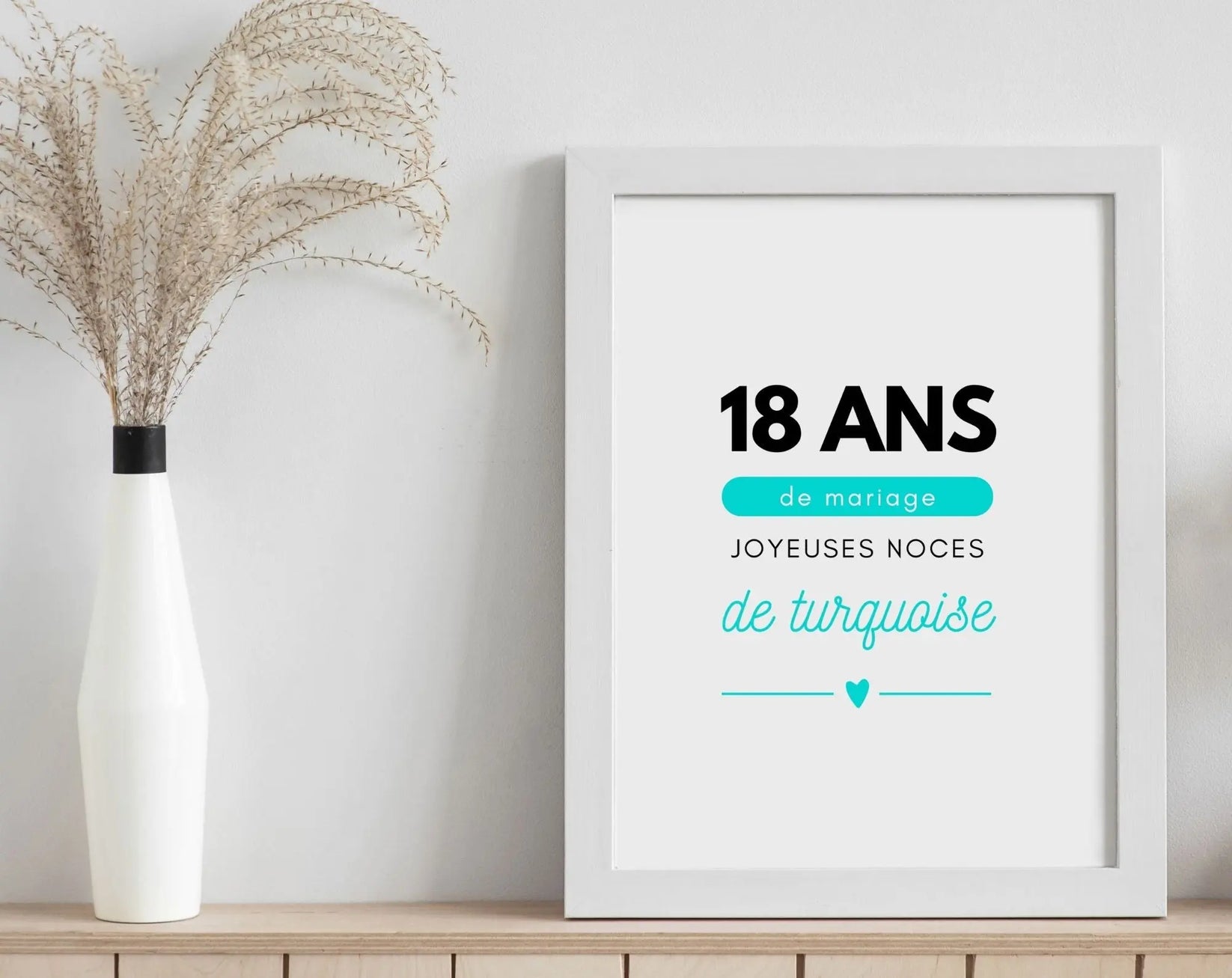 Affiche personnalisée Joyeuses Noces de turquoise – 18 ans de mariage
