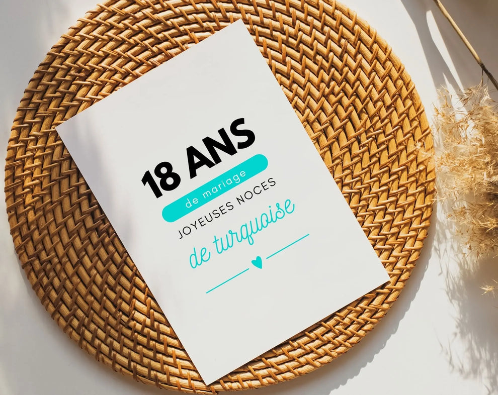 Affiche personnalisée Joyeuses Noces de turquoise – 18 ans de mariage