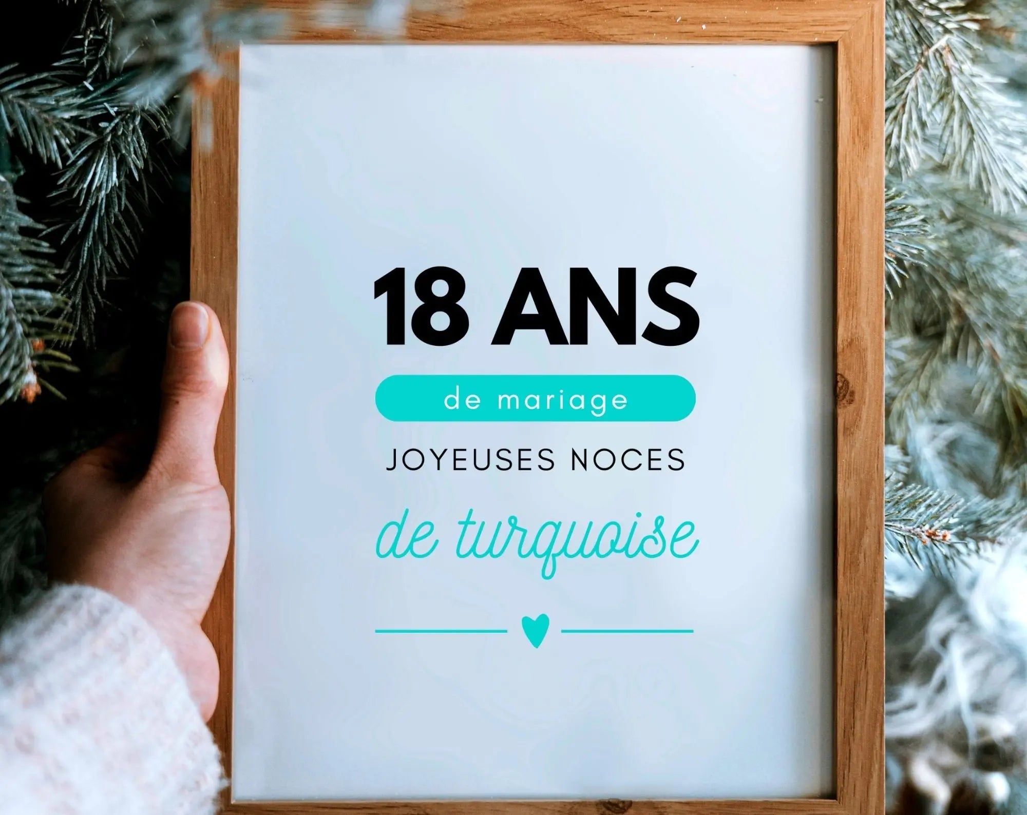 18 ans de mariage Affiche Noces de turquoise - Cadeau anniversaire de