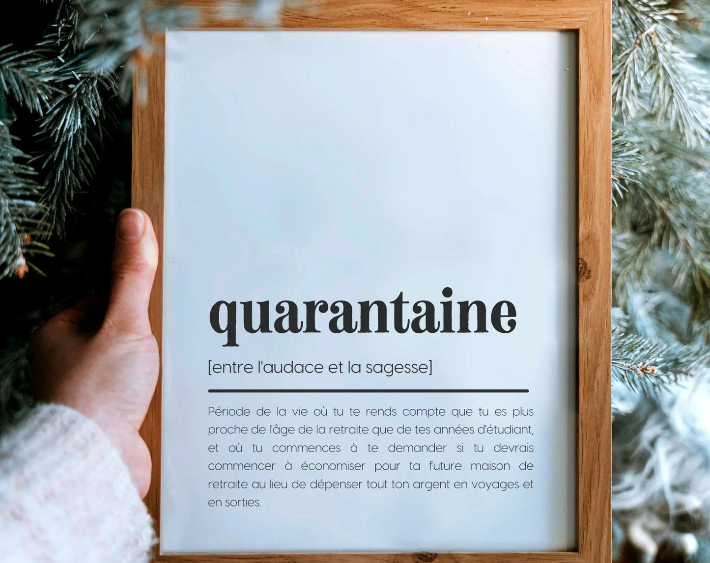 Affiche définition quarantaine - Affiche définition humour 40 ans FLTMfrance