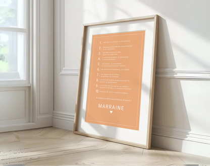 Affiche personnalisée Les 10 commandements du parrain et de la marraine