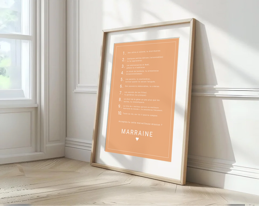 Affiche personnalisée Les 10 commandements du parrain et de la marraine
