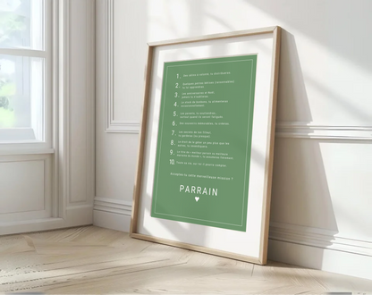 Affiche personnalisée Les 10 commandements du parrain et de la marraine