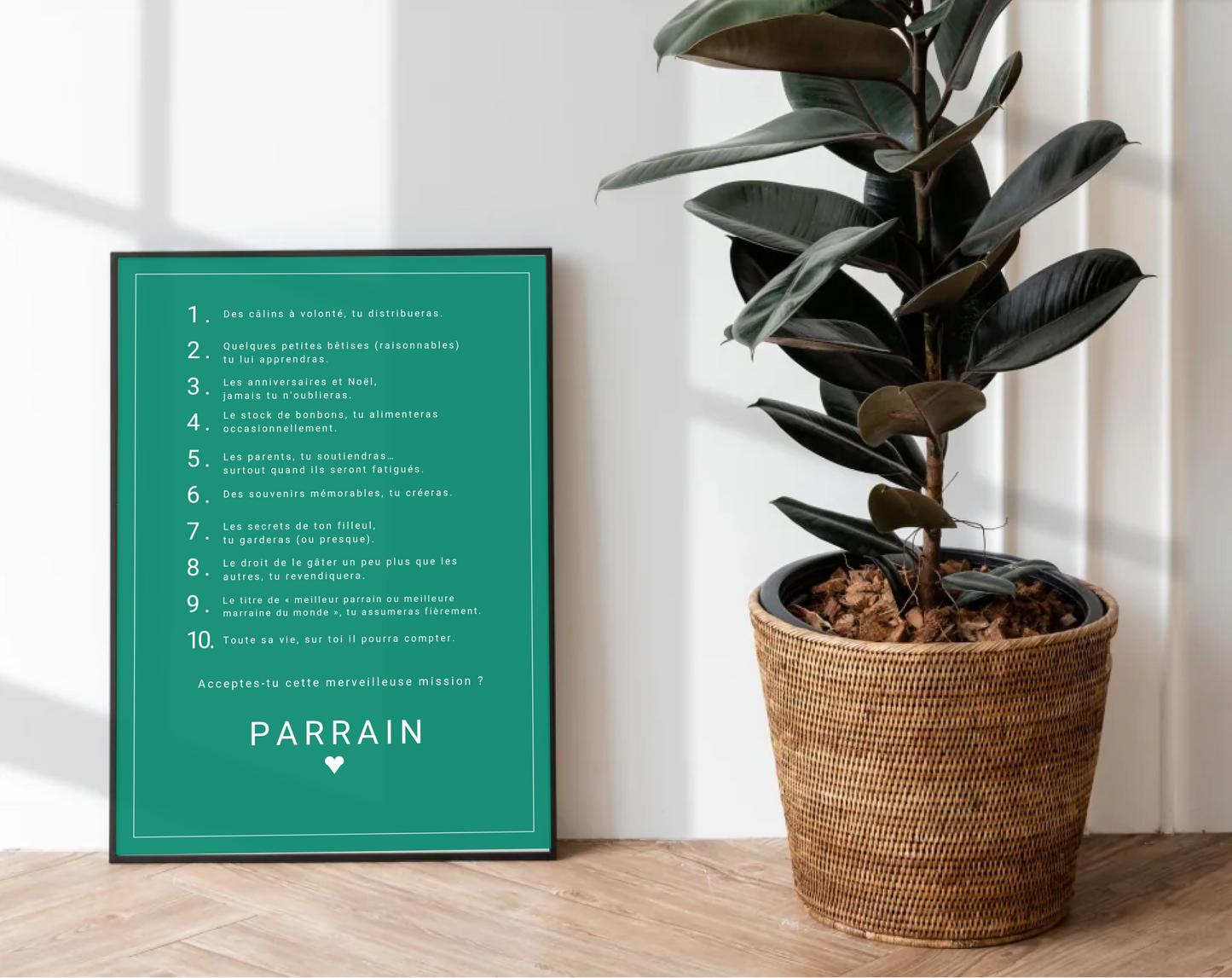 Affiche personnalisée Les 10 commandements du parrain et de la marraine