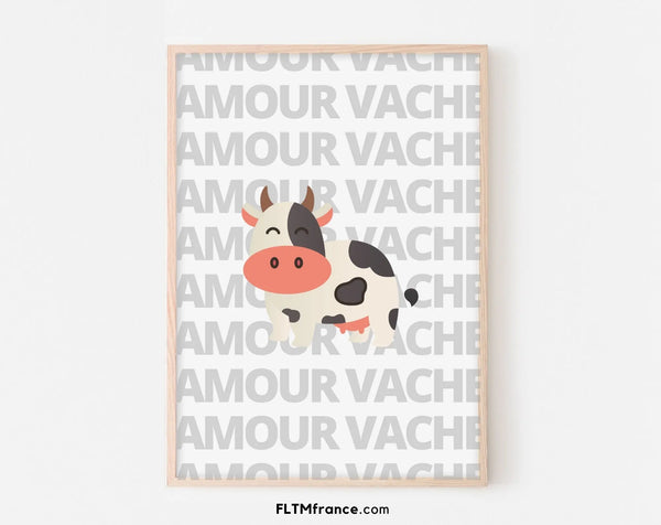 Affiche Amour vache - Expression culinaire Française