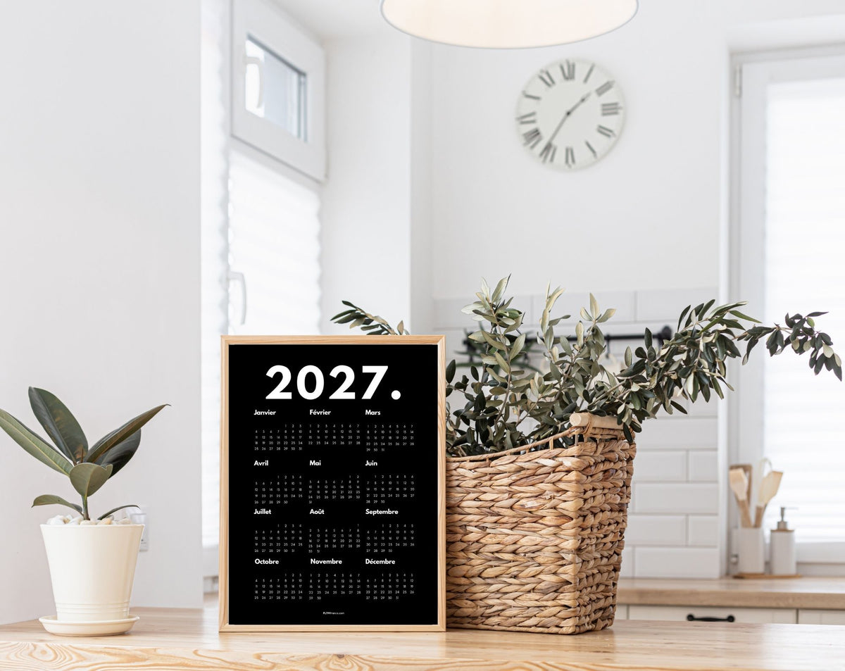 Calendrier 2027 minimaliste - Affiche 2027 à imprimer