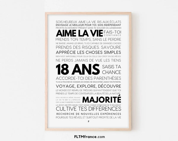 Affiche 18 ans les mots - Affiche anniversaire