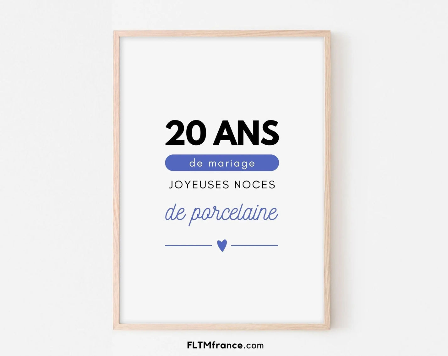Affiche personnalisée Joyeuses Noces de porcelaine – 20 ans de mariage
