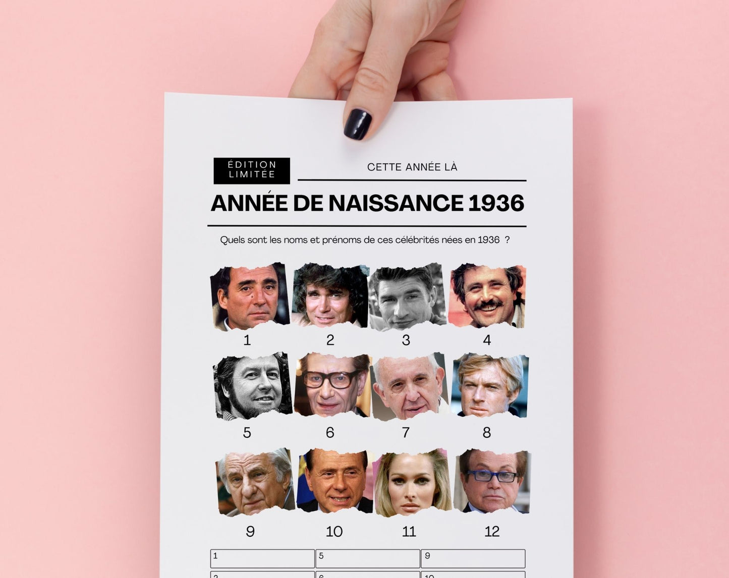 Jeu anniversaire année 1936 - 10 jeux à imprimer pour fêter les 90 ans FLTM