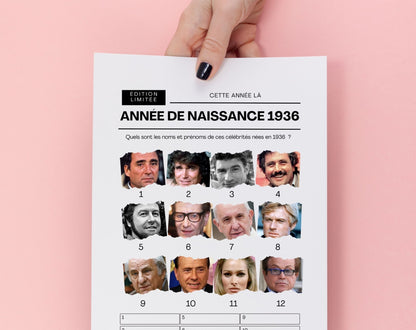 Jeu anniversaire année 1936 - 10 jeux à imprimer pour fêter les 90 ans FLTM