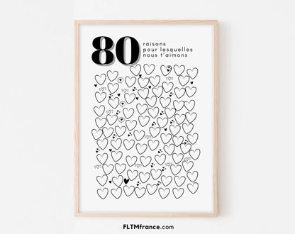 Affiche 80 raisons pour lesquelles nous t’aimons - Livre d'or 80 ans FLTMfrance