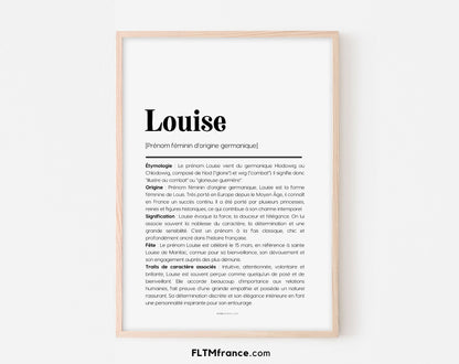 Affiche prénom Louise à imprimer FLTM