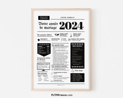 Affiche Année de mariage 2024 - Noces de cuir - 2 ans de mariage