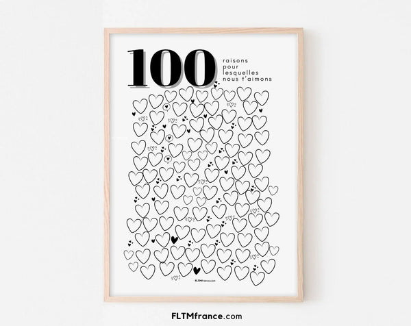 Affiche 100 raisons pour lesquelles nous t'aimons - Livre d'or 100 ans