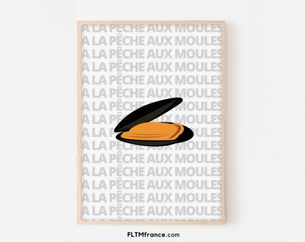 Affiche A la pêche aux moules - Expression culinaire Française