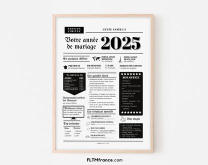 Affiche Année de mariage 2025 - Noces de coton - 1 an de mariage