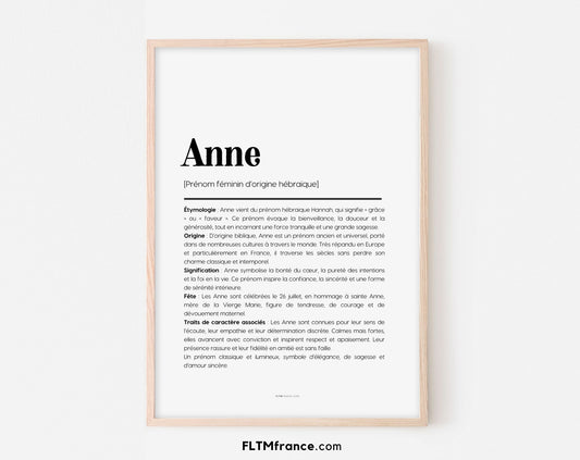 Affiche prénom Anne à imprimer FLTM