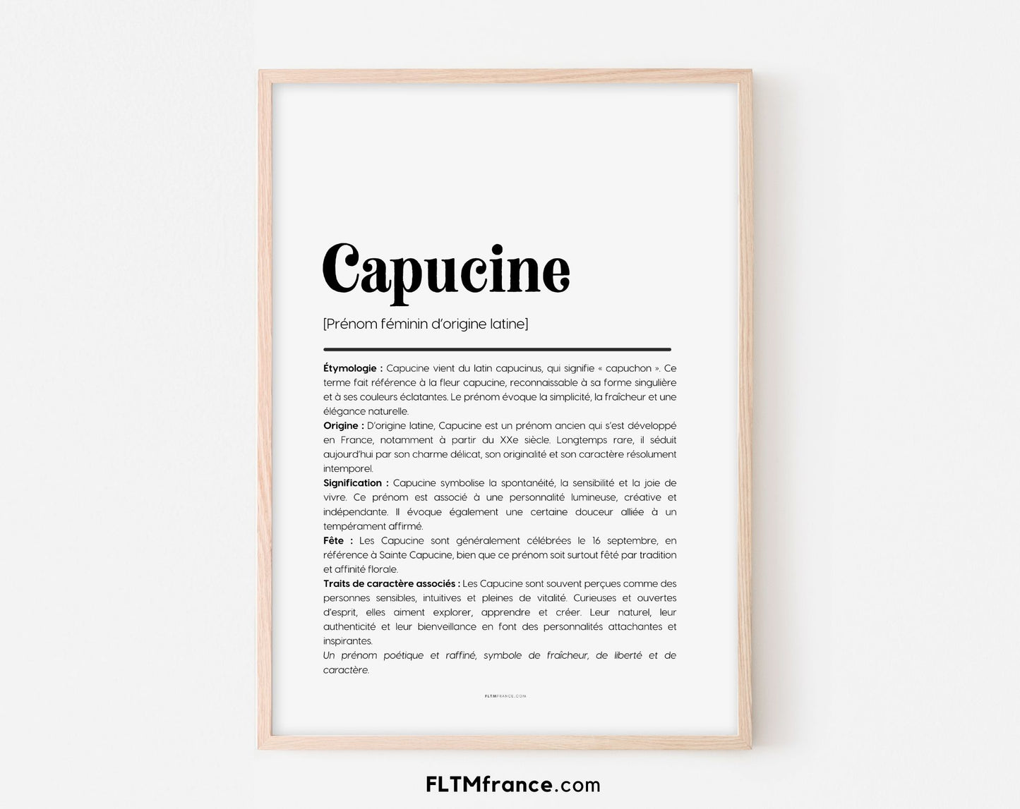 Affiche prénom Capucine à imprimer