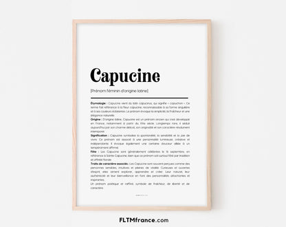 Affiche prénom Capucine à imprimer