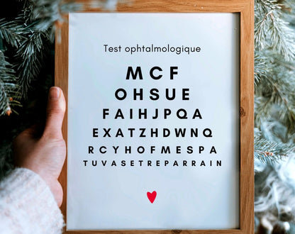 2 affiches test ophtalmologique Parrain et Marraine - Annonce grossesse originale FLTMfrance