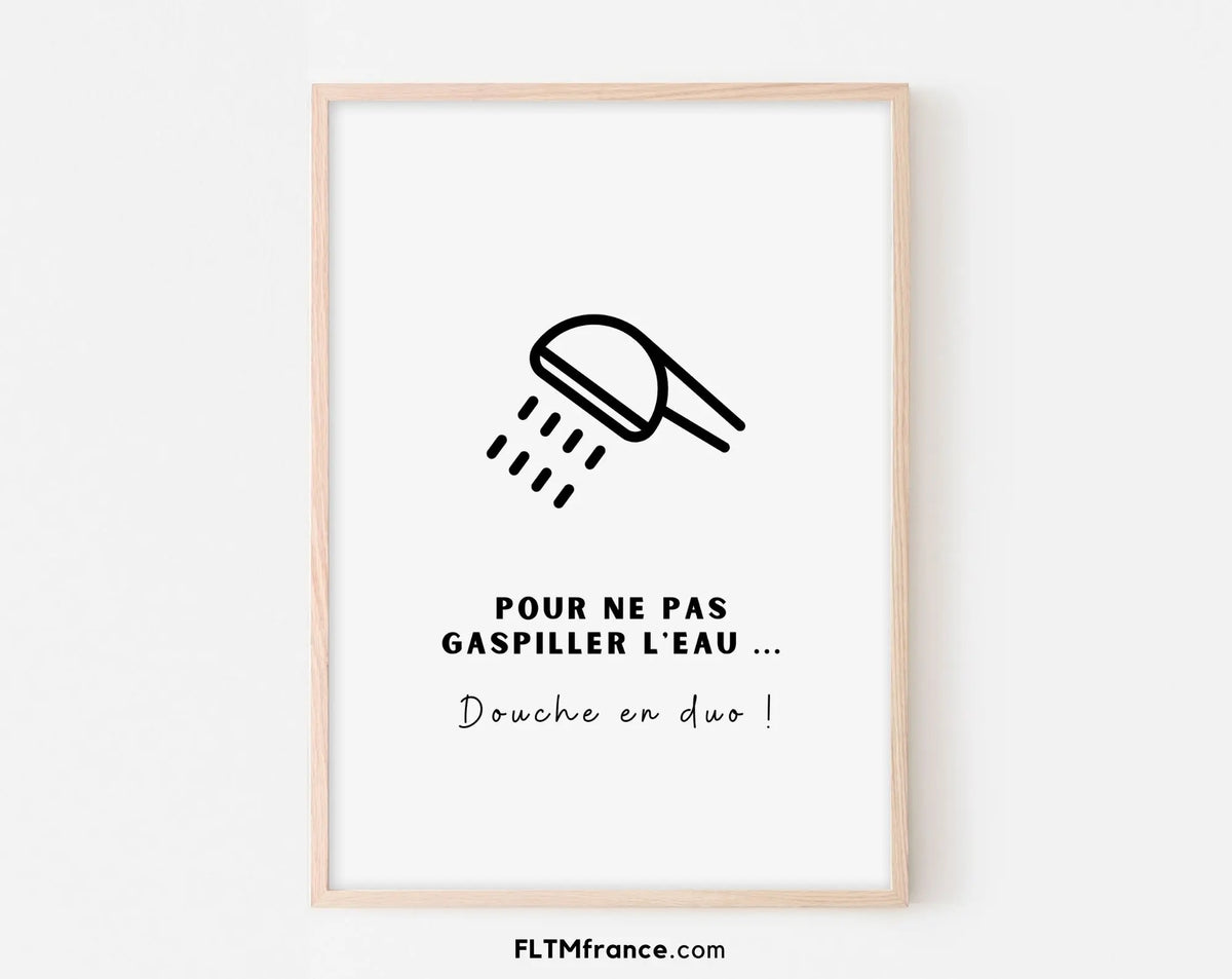 Affiche Douche en duo - Humour salle de bain | FLTM