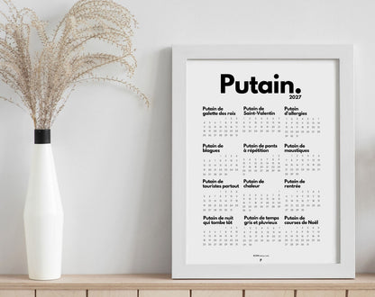 Calendrier Putain 2027 officiel - Calendrier humour à imprimer