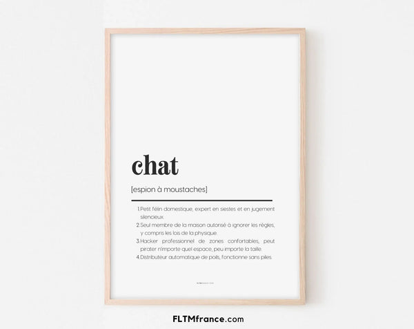 Affiche définition chat - Affiche humour famille