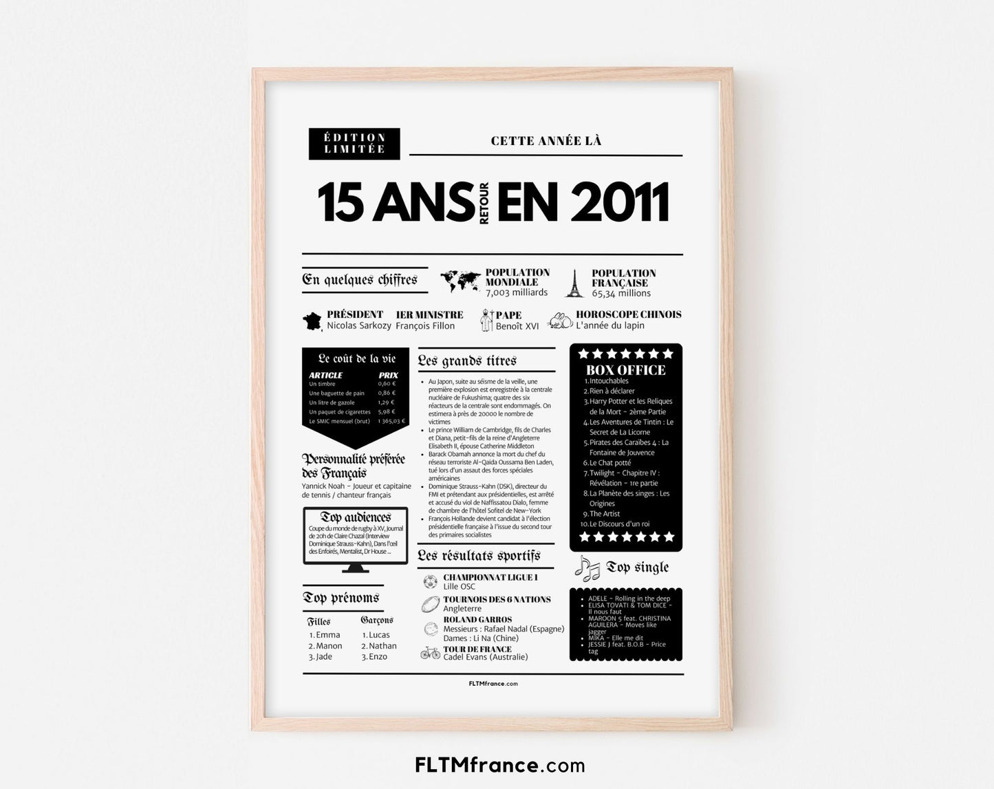 Affiche 15 ans retour en 2011 - Journal de l'année FLTM
