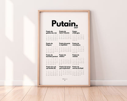 Calendrier Putain 2027 officiel - Calendrier humour à imprimer