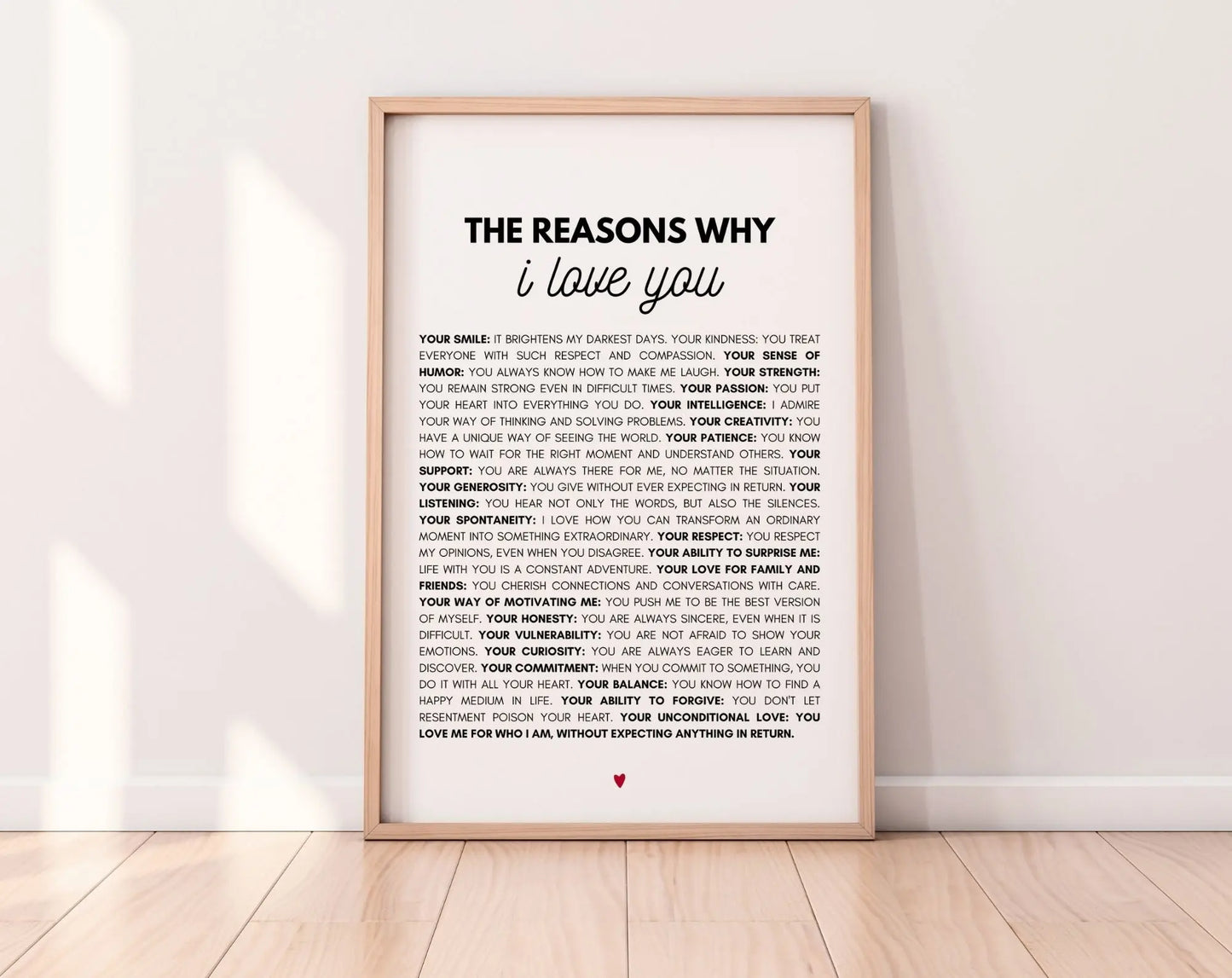 The reasons why I love you Poster - Wall art decor Valentine's Day FLTMfrance