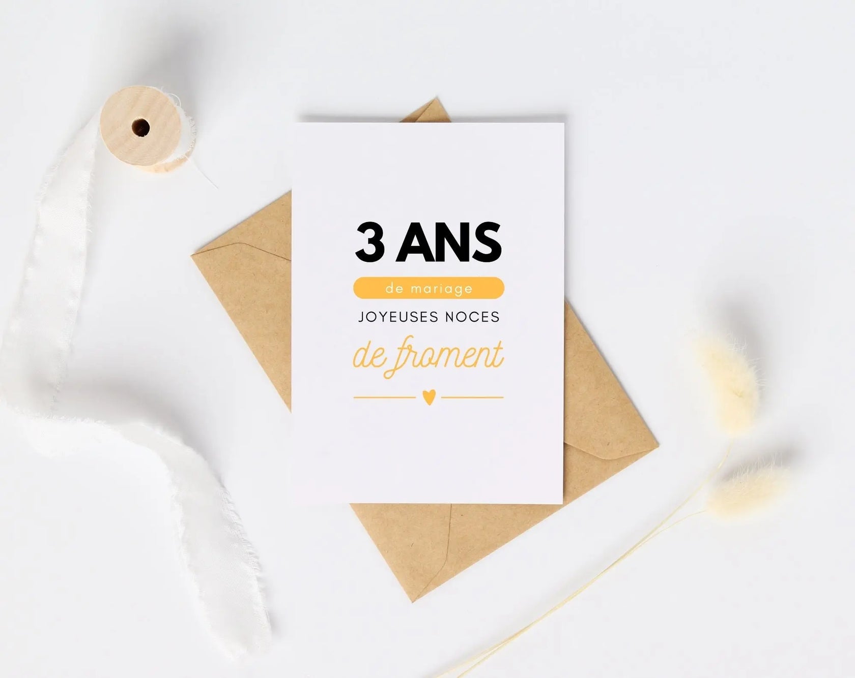 3 ans de mariage Affiche Noces de froment - Cadeau anniversaire de mar