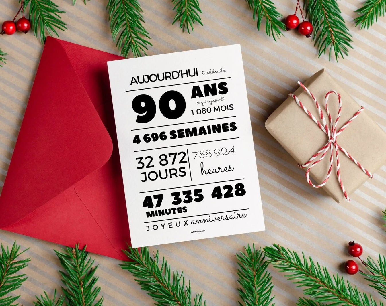Affiche 90 ans, 1080 mois, 4696 semaines - Affiche anniversaire - FLTM