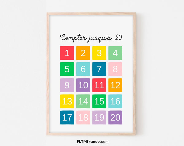 Affiche Compter jusqu'à 20 - Poster éducatif Montessori