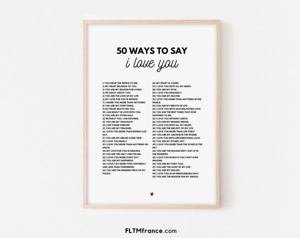 50 ways to say I love you - Affiche Saint-Valentin