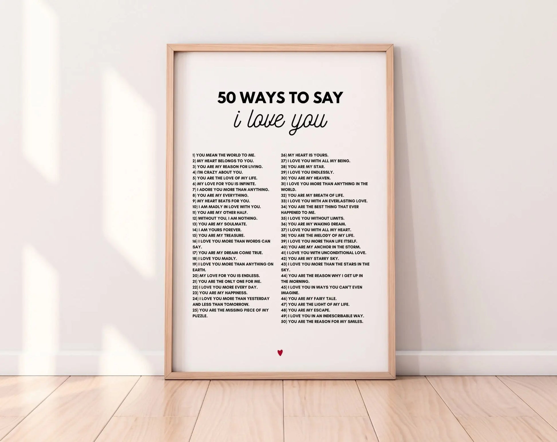 50 ways to say I love you - Affiche Saint-Valentin FLTMfrance