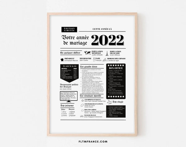 Affiche Année de mariage 2022 - Noces de froment - 3 ans de mariage