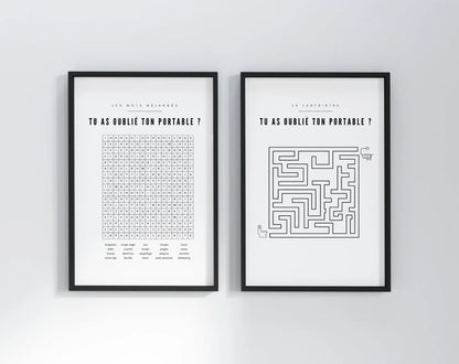 Affiche Tu as oublié ton portable - Le labyrinthe - Poster humour WC FLTMfrance