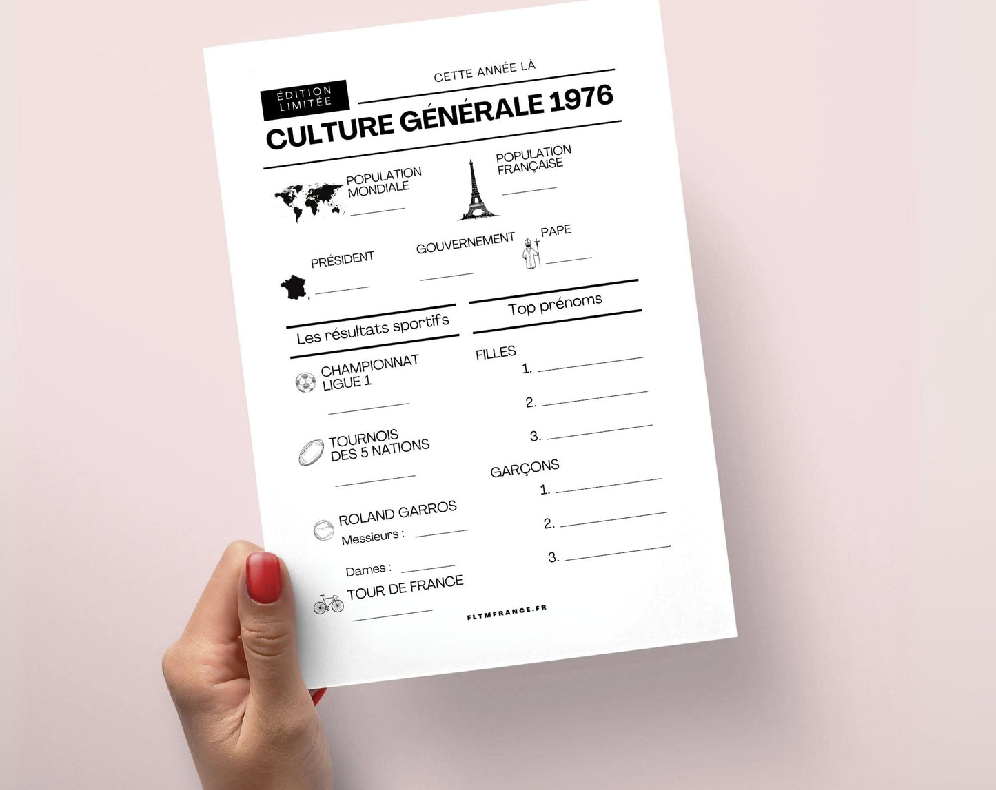 Jeu anniversaire année 1976 - 10 jeux à imprimer pour fêter les 50 ans FLTM