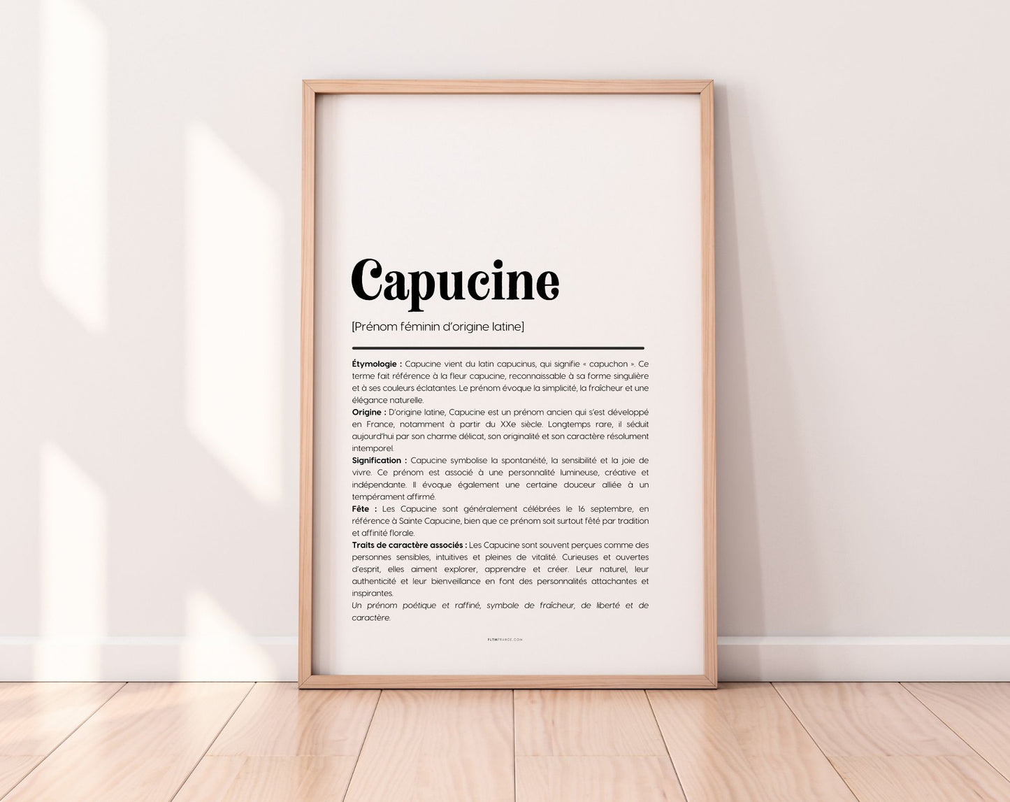 Affiche prénom Capucine à imprimer