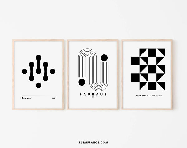 3 affiches Bauhaus Noir et blanc