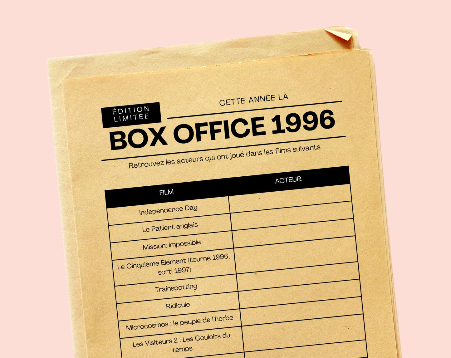 Jeu anniversaire année 1996 - 10 jeux à imprimer pour fêter les 30 ans FLTM