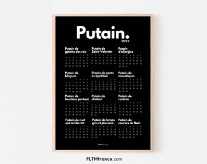 Calendrier Putain 2027 officiel - Calendrier humour à imprimer