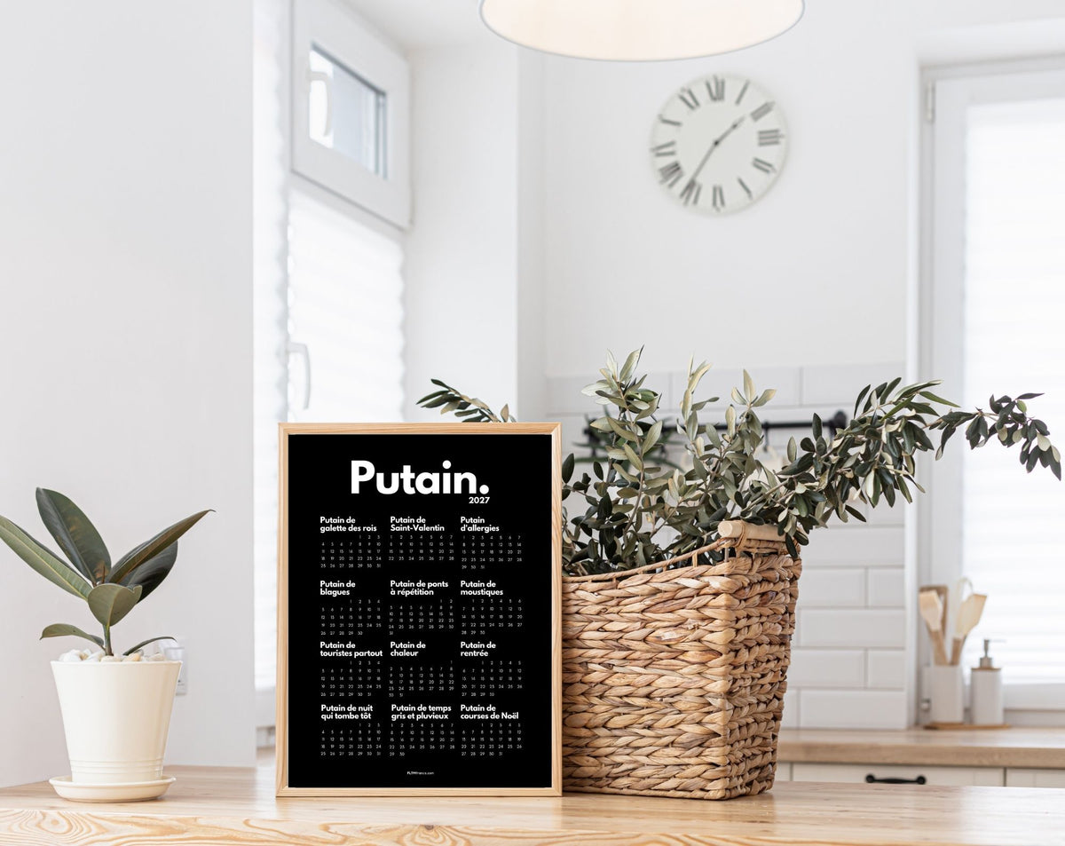Calendrier Putain 2027 avec texte personnalisé, toute l'année sur une affiche