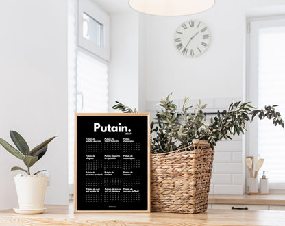 Calendrier Putain 2027 avec texte personnalisé, toute l'année sur une affiche