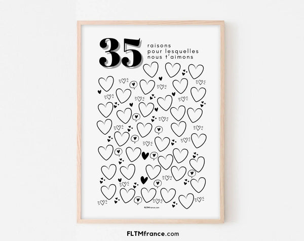 Affiche 35 raisons pour lesquelles nous t'aimons - Livre d'or 35 ans