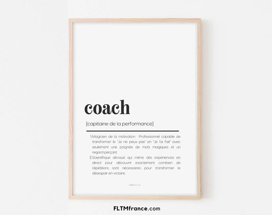 Affiche définition coach - Affiche définition humour sport FLTMfrance