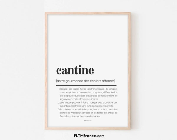 Affiche définition cantine - Affiche définition humour